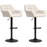 Swivel Barstools Set of 2 Adjustable Bar Stools with Footrest Armrests and PU Leather Back for Dining Room