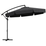 11 FT Cantilever Patio Umbrella Offset Parasol with Cross Base and 8 Ribs for Garden