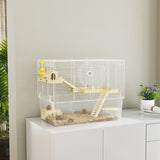 Hamster Cage with Deep Bottom, Wooden Ramp, Bathroom and Exercise Wheel for Hamster and Gerbil