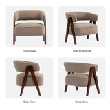Sherpa Fleece Accent Chair, Upholstered Armchair with Solid Wood Legs and Steel Frame for Living Room