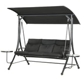 Chaise Balançoire d'Extérieur 3 Places, Banc Balançoire Acier, Balançoire de Porche avec Auvent Réglable