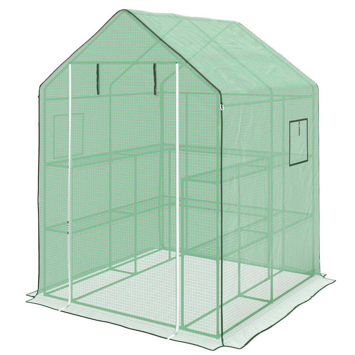 Serre portable, petite serre d'extérieur accessible avec 2 tablettes à fleurs en U, 4,6' x 4,7'