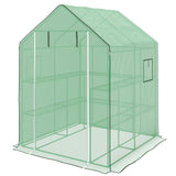 Serre portable, petite serre d'extérieur accessible avec 2 tablettes à fleurs en U, 4,6' x 4,7'