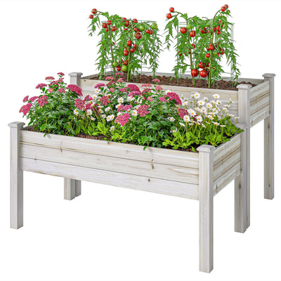 2 Tiers Wood Plant Raised Bed Flower Vegetable Herb Grow Box Stand Garden Step Planter Stand Free Combination