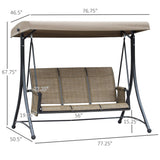 3 Person Outdoor Porch Swing Chair with Adjustable Canopy