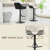 Ensemble de 2 Tabourets de Bar, Tabourets Pivotants de Hauteur Comptoir avec Dossier, Repose-pied, Hauteur Ajustable