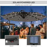 9.5' Offset Patio Umbrella Garden Parasol with Solar LED Lights and Weights