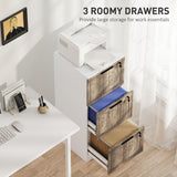 3 Drawer Filing Cabinet, Farmhouse File Cabinet with Lock, Adjustable Hanging Rails for A4 Letter Size Files