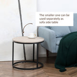 Nesting Coffee Tables Set of 2, Round Coffee Table with Metal Frame