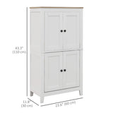 Bathroom Storage Cabinet, Modern Bathroom Floor Cabinet with 4 Doors and 2 Adjustable Shelves