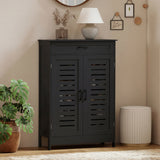 Shoe Cabinet with Louvered Doors, Modern Shoe Storage Cabinet with Drawer and Adjustable Shelves