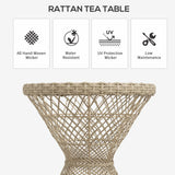 Table à café extérieure en rotin, table de patio tambour rond 18