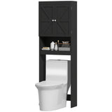 Over The Toilet Cabinet, Modern Bathroom Above Toilet Storage with Barn Doors and Open Shelf