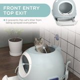 Cat Litter Box Toilet with Lid, Enclosed Drawer and Skylight