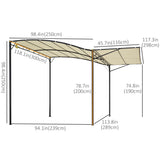 Gazebo métal patio 10x8pi avec auvent latéral extensible abri extérieur jardin parasol terrasse porte fenêtre auvent