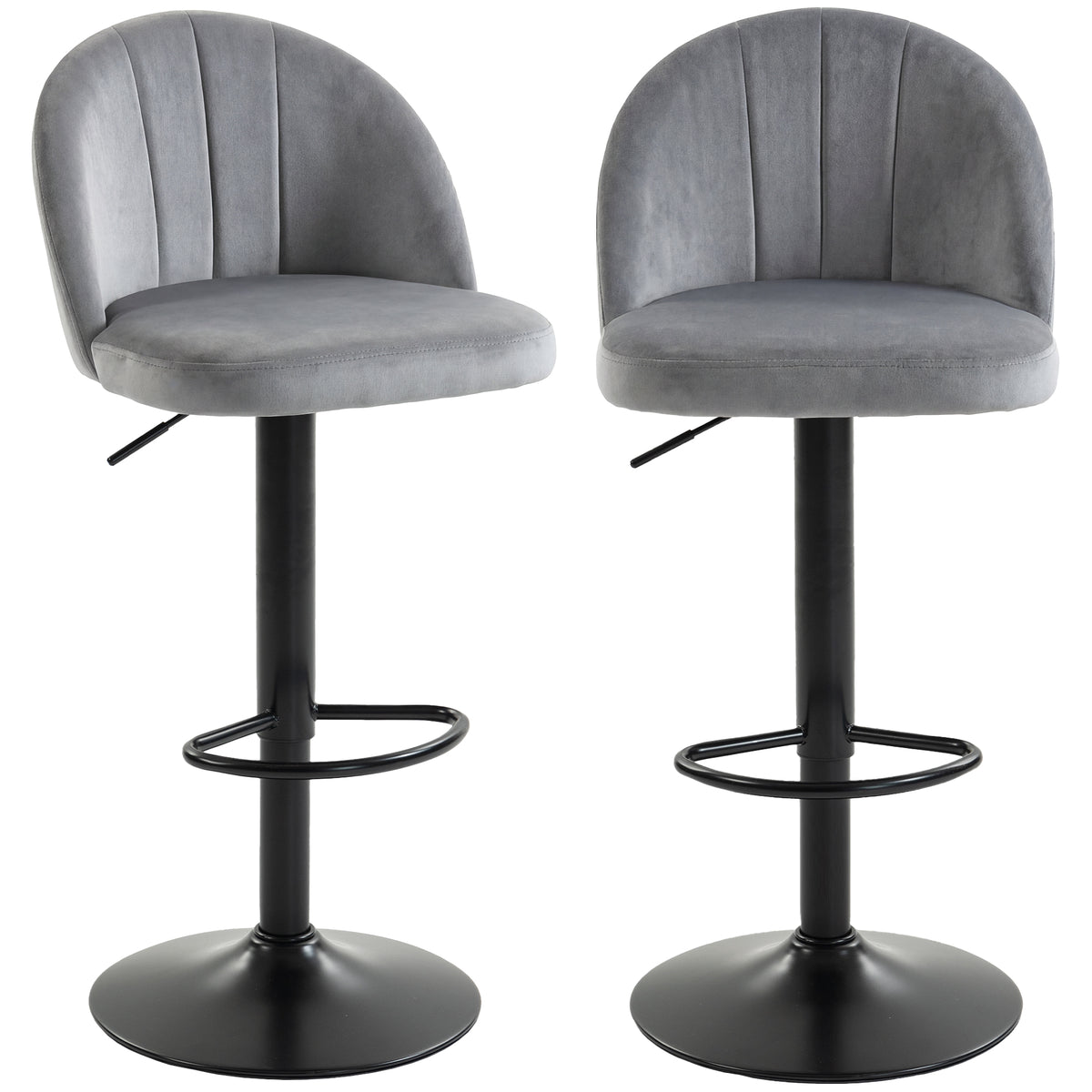 Bar Stools Set of 2, Swivel Counter Height Barstools with Footrest