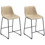 Counter Height Bar Stools Set of 2, Vintage PU Leather Bar Chairs