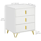 Commode 3 tiroirs, armoire rangement 3 tiroirs avec pieds en métal pour séjour, 19,7