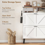 Shoe Storage Cabinet with 2 Flip Drawers, Holds Up to 16 Pairs