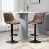 Adjustable Bar Stools Set of 2, Leathaire Swivel Barstools with Back and Footrest