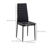 Chaises de salle à manger dossier haut, chaises d'appoint modernes en cuir PU rembourré avec pieds métalliques pour cuisine