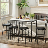 5-Piece Bar Table Set, Industrial Bar Table and Stools for 4 with Footrest and Steel Frame for Kitchen