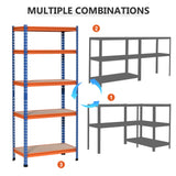 5-Tier Heavy Duty Garage Shelf, Metal Shelving Unit with Adjustable Shelves, Metal Frame, 31.5