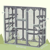 Outdoor Cat Enclosure with 6 Jumping Platforms, Large Front Door for 1-3 Cats, 59