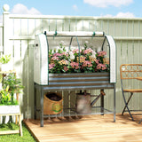 Galvanised Raised Garden Bed with Greenhouse Cover, Metal Elevated Planter Box with Bed Liner, Bottom Shelf