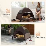 Lit pour chien surélevé avec auvent, lit surélevé pour chien avec mailles lavables et cadre en acier 41,7
