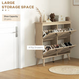 Meuble à chaussures pour entrée, Meuble de rangement pour chaussures avec 4 tiroirs basculants et étagères réglables pouvant contenir 20 paires de chaussures
