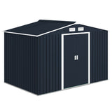 9.1'x6.4'x6.3' Garden Storage Shed w/ Foundation Kit Metal Tool Storage House w/ Double Doors