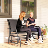 Banc berçant d'extérieur, Chaise berçante de patio 2 personnes, Banc balançoire de canapé de jardin d'extérieur avec tissu maille respirant, cadre en acier pour cour