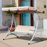 3 Seat Metal Swing Chair Hammock w/ Canopy Cover Heavy Duty Patio Garden Outdoor