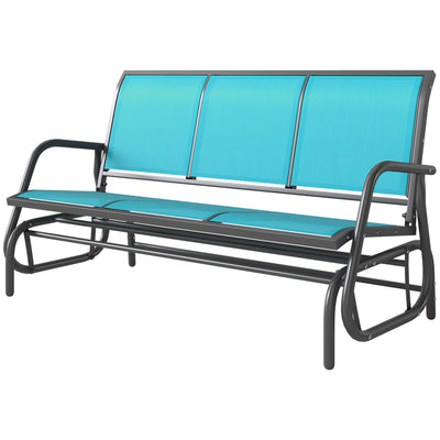 3-Seat Outdoor Glider Chair, Patio Rocking Chair, Steel Frame, Sling Fabric Seat for Garden