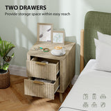 Night Stands Set of 2, Nightstands with Finger Pulls and Fluted Drawers