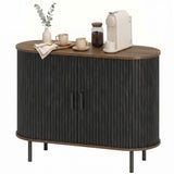 Sideboard Buffet Cabinet with Curved Tambour Doors and Storage