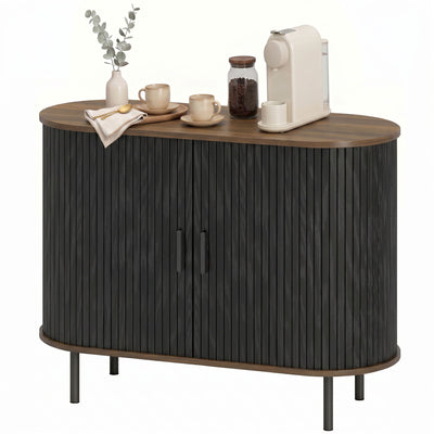 Sideboard Buffet Cabinet with Curved Tambour Doors and Storage