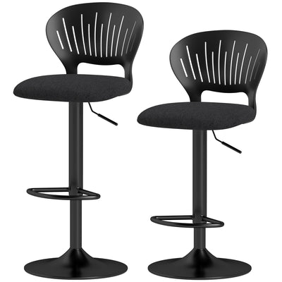 Bar Stools Set of 2, Modern Swivel Counter Height Barstools with Footrest and Hollow Backrest