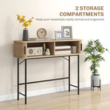 Mid-Century Entryway Table, Narrow Console Table with Storage Compartments for Behind Couch