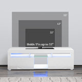 Meuble TV moderne avec rangement et éclairage LED pour téléviseurs jusqu'à 55 po, armoire TV avec compartiments ouverts
