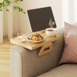 Couch Arm Tray, Clip-On Side Table with 360° Rotating Phone Holder and Removable Cup Holder