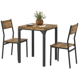 Ensemble table et 2 chaises de salle à manger, table de cuisine 3 pièces et chaises avec pieds en métal pour petits espaces