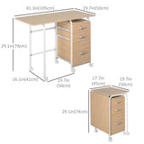 Bureau informatique pliable avec tiroirs, Table d'étudiant exécutive avec étagère de rangement, 6 roues pour chambre à coucher, bureau à domicile