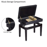 Banc de piano réglable avec rangement et rembourrage en cuir PU souple