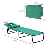 Folding Outdoor Lounge Chair, Portable Reclining Beach Lounger with Face Hole, 3-Position Adjustable Backrest