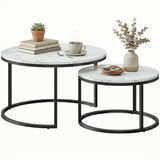 Tables basses gigognes modernes (lot de 2) avec piétement en métal pour salon, chambre, bureau