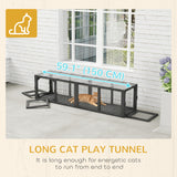 Outdoor Cat Tunnel, Wooden Play Cat Enclosure, Extendable Pet Run with 3 Doors