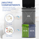 Sensor Trash Can, 19 Gallon Stainless Steel Kitchen Garbage Can with 3 Compartments