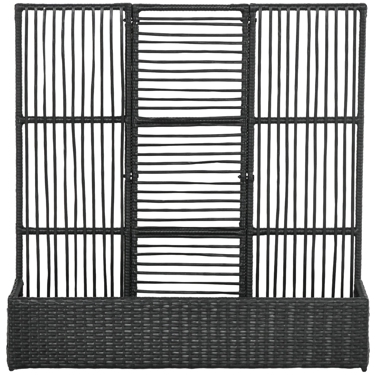Raised Garden Bed with Lattice Trellis, Rattan Outdoor Planter with Storage for Garden